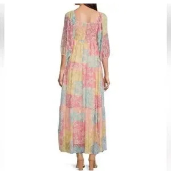 Taylor Serena patchwork chiffon maxi boho dress size 2 small NWOT - Picture 4 of 7